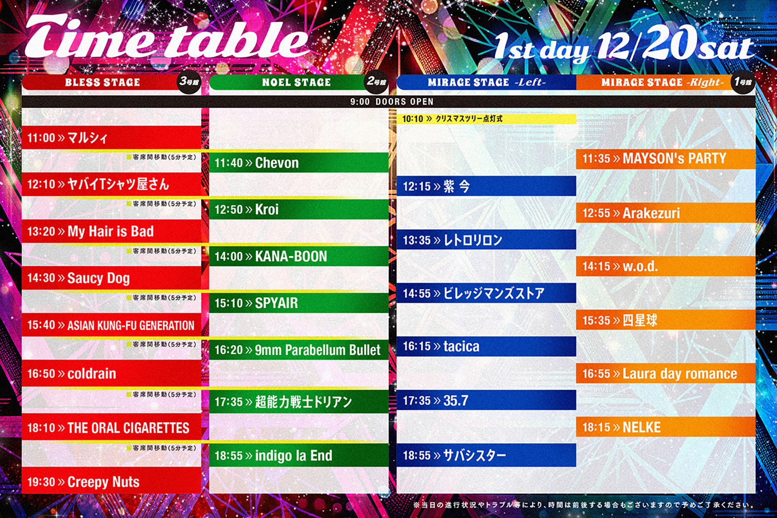 12/20(SAT)タイムテーブル